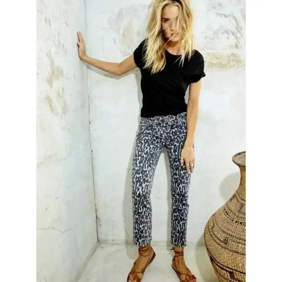{PAIGE} X Rosie Poppy Leopard Slim Crop Flare Jeans Collaboration Collec… - Picture 2 of 16